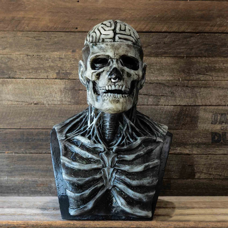 Máscara de esqueleto de cerebros espeluznantes, tocado de calavera, Cosplay de Zombies sangrientos, casco de látex, accesorios de disfraz de fiesta de Carnaval y Halloween