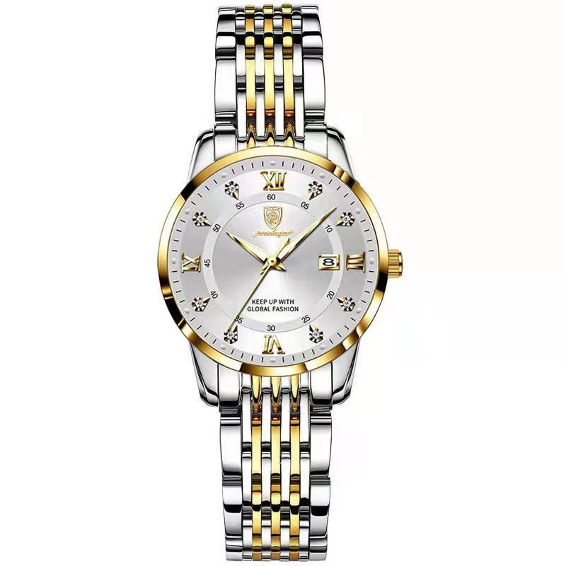 Reloj original para mujer POEDAGAR, resistente al agua, acero inoxidable, luminoso, con fecha, reloj de pulsera de moda para dama, reloj de cuarzo para negocios.