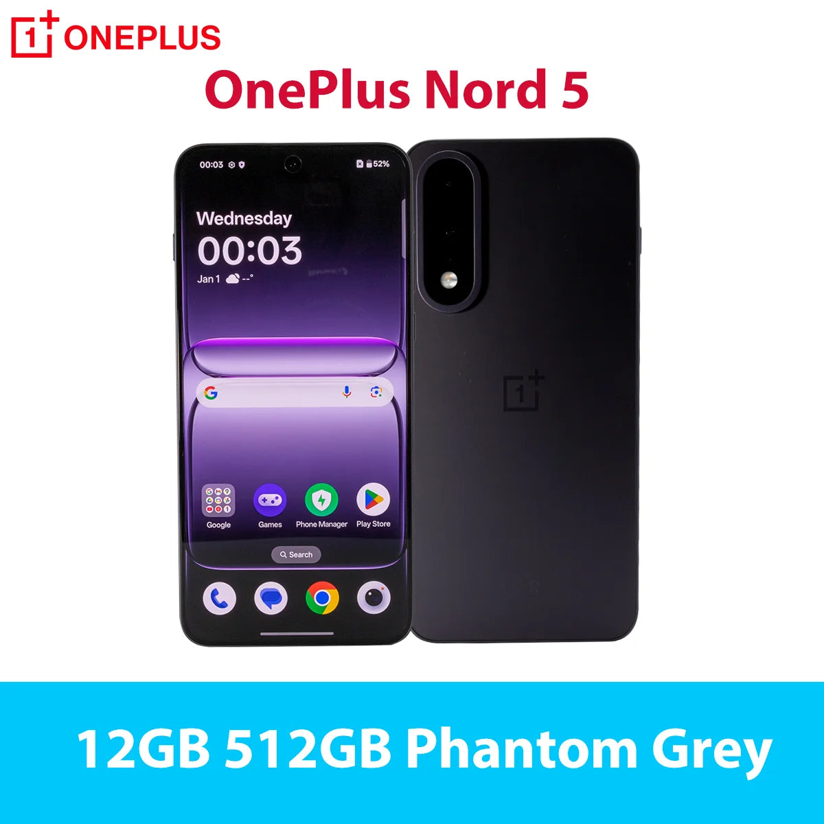 Nuevo smartphone OnePlus Nord 5 5G, Snapdragon™ 8s Gen 3, pantalla AMOLED de 6,83” a 144 Hz, 5200 mAh, 80 W SUPERVOOC, cámaras duales de 50 MP