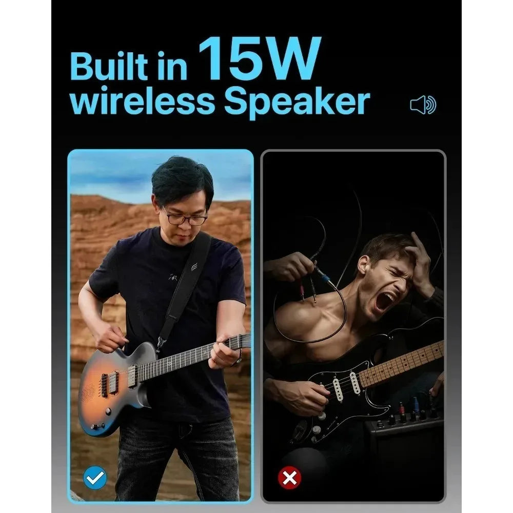 Guitarra Eléctrica Enya Sonic JTElectric Jack Signature, Guitarra Inteligente de Fibra de Carbono con Altavoz Inalámbrico de 15W, Todo en Uno, Portátil