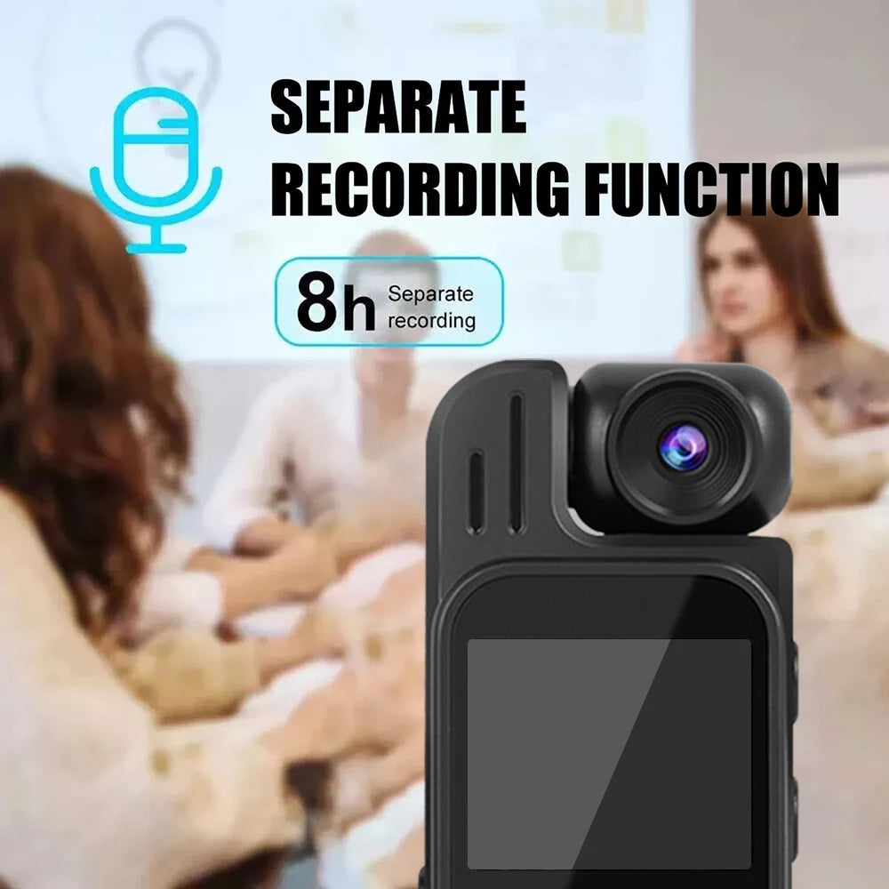 Mini Cámara Corporal 1080P HD, Cámara Deportiva con Visión Nocturna Infrarroja, Grabadora de Video Digital, Cámara Corporal de 1.3 Pulgadas, Pequeña Videocámara Policial