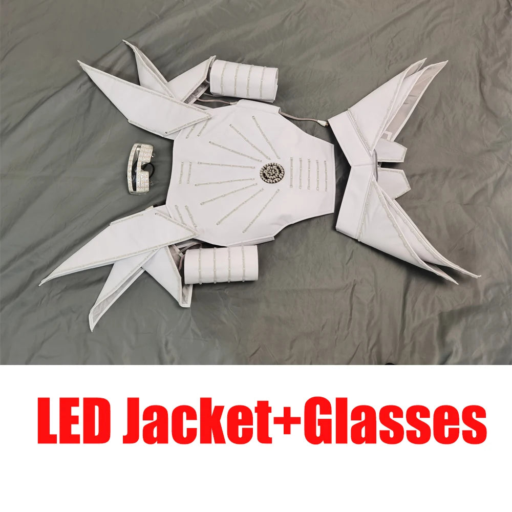 Traje de Robot LED de píxel a todo Color, Traje, luces LED, chaqueta luminosa, ropa, Casco de rendimiento