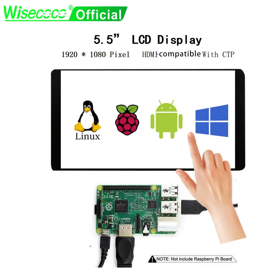 Pantalla Táctil de 5.5 Pulgadas para Raspberry Pi, 1920x1080 IPS LCD HD-MI, Monitor con Pantalla Táctil Capacitiva para PC, Pantalla Secundaria AIDA64