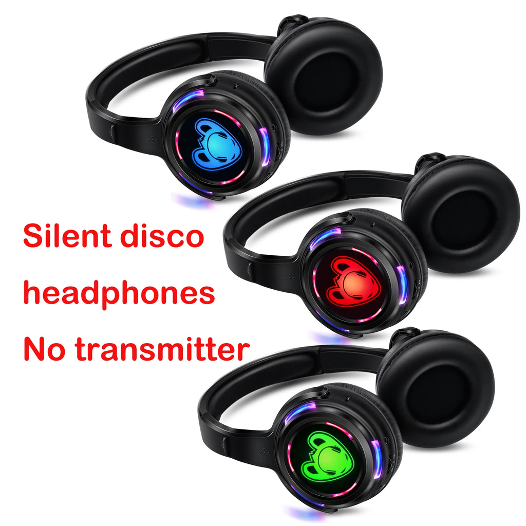Auriculares inalámbricos Silent Disco y auriculares con logotipo LED RF para DJ, música, fiestas y clubes (solo auriculares)
