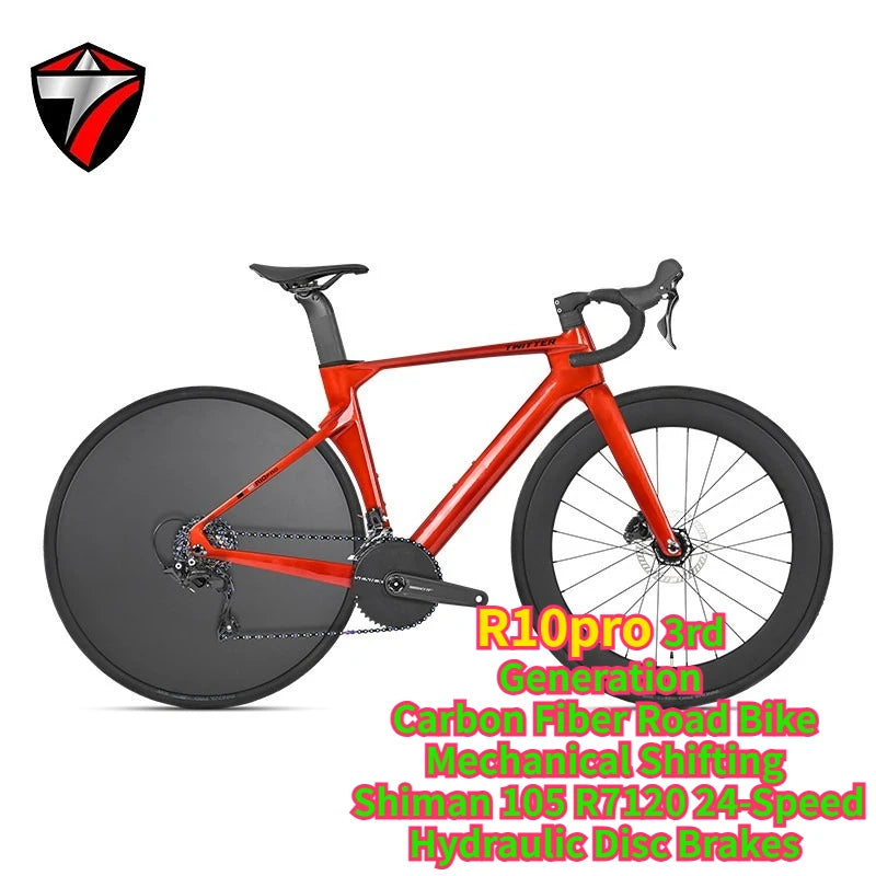 Bicicleta de carretera de carbono TWITTER R10pro, transmisión electrónica EVO TX-24S, transmisión mecánica 105R7120-24S.