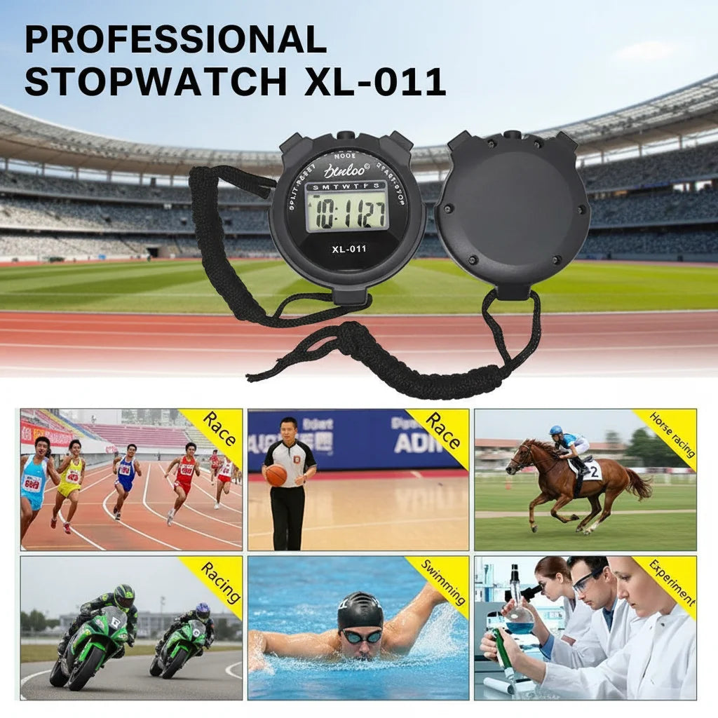 Cronómetro Deportivo Multifuncional de Mano con Pantalla Digital, Temporizador de Fitness Portátil para Deportes y Actividades Físicas