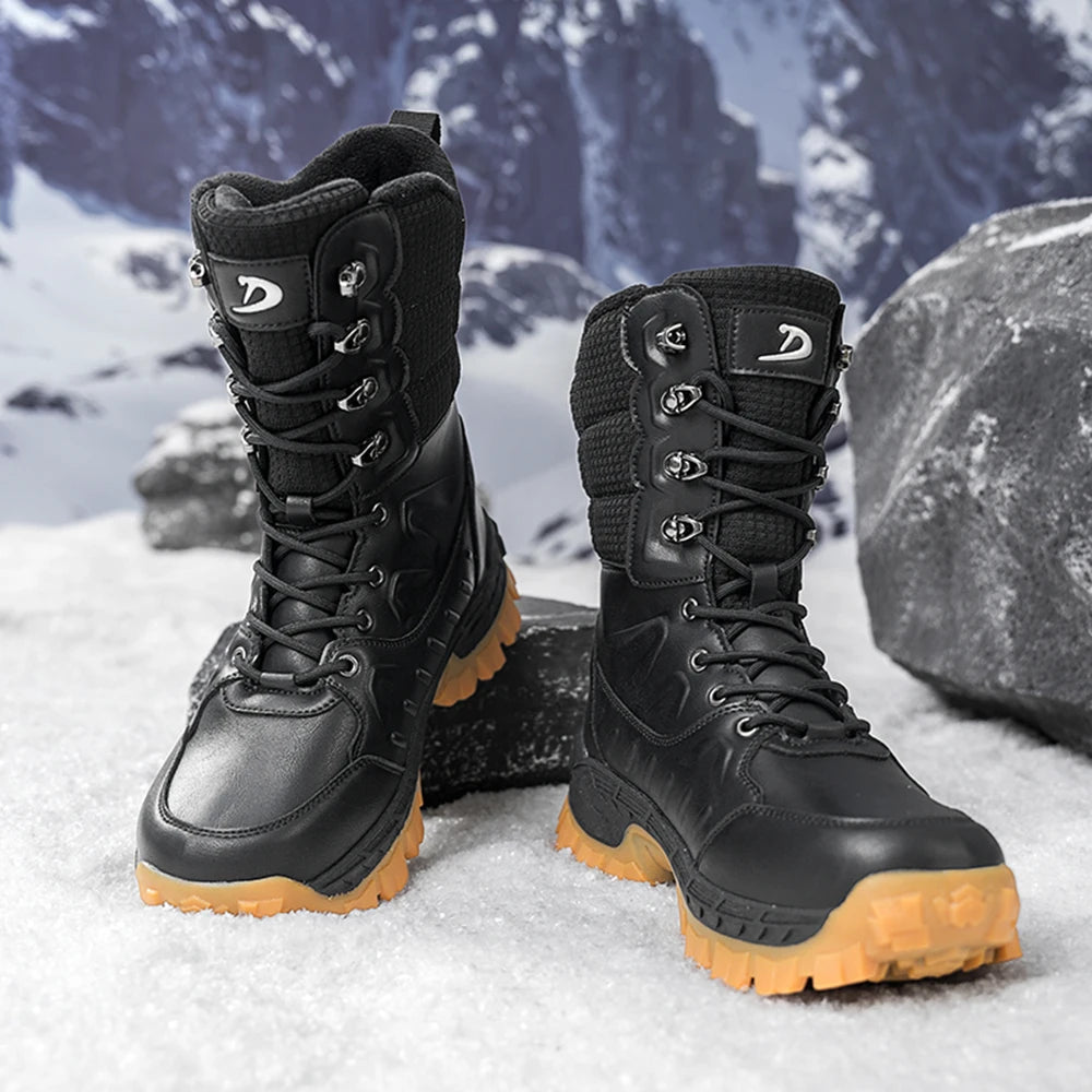Botas de Invierno Impermeables para Hombre, Antideslizantes, Forradas de Piel Cálida, de Caña Alta, para Senderismo y Trabajo en Clima Frío