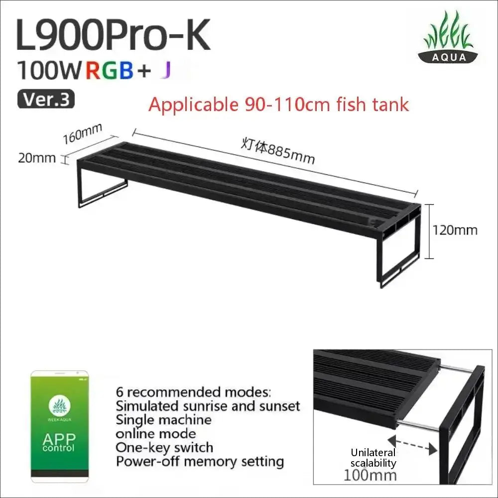 WEEK AQUA L Series V3 RGB+UV Full Spectrum LED Aquarium Light APP Bluetooth Dimmable Planted Tank Aquatic Plant Grow Lamp