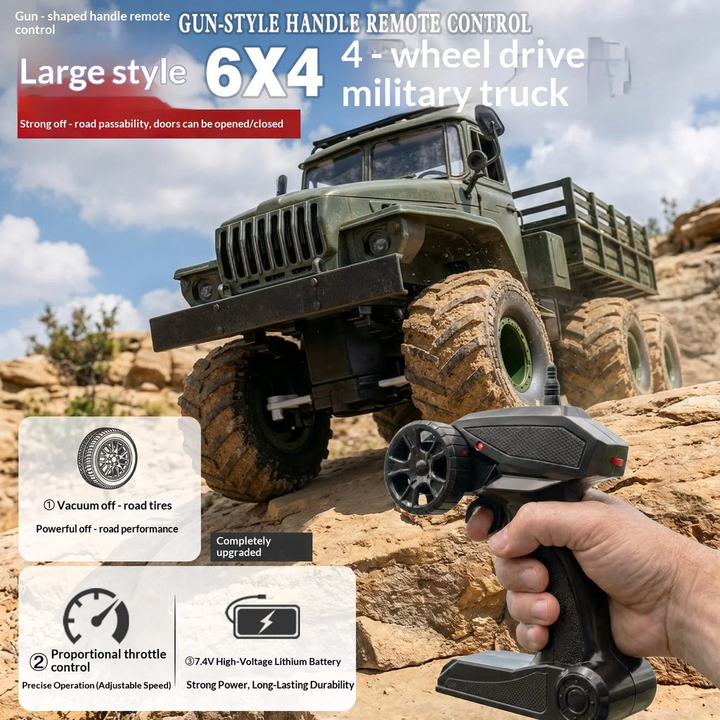 Camión Militar RC 6X4 4WD con Control Remoto, Todoterreno, Eléctrico, de Alta Resistencia, Modelo de Simulación para Adultos