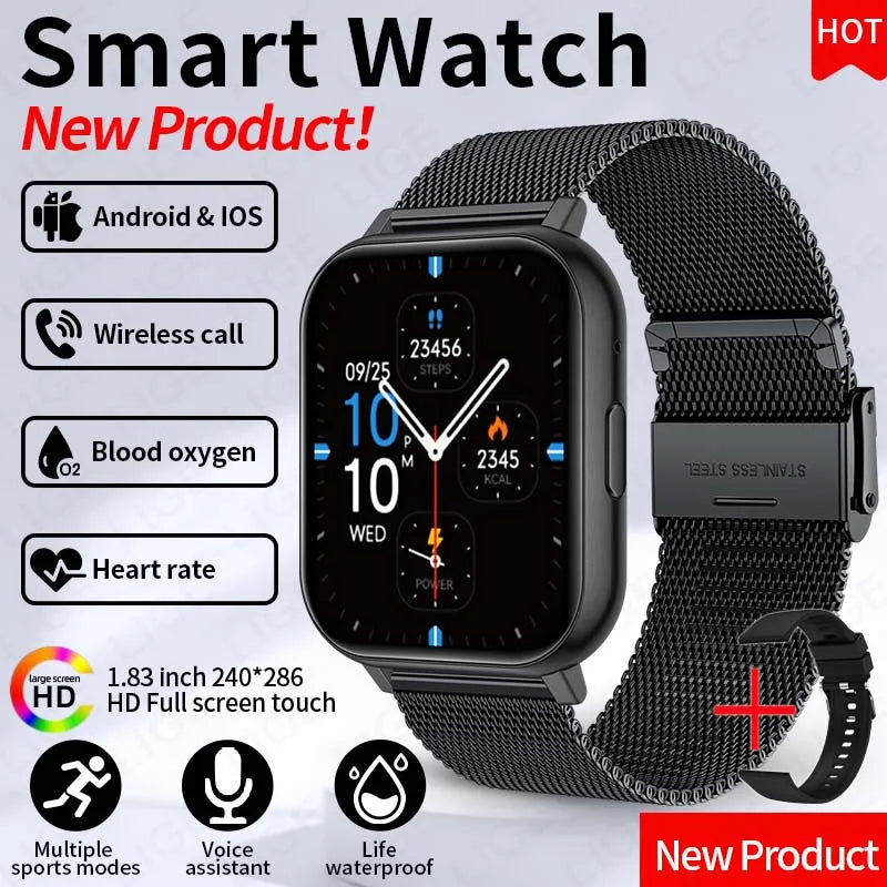LIGE Nuevo reloj inteligente con llamadas BT para mujer, monitoreo de salud, resistente al agua IP68, notificaciones inteligentes y asistente de voz para hombre