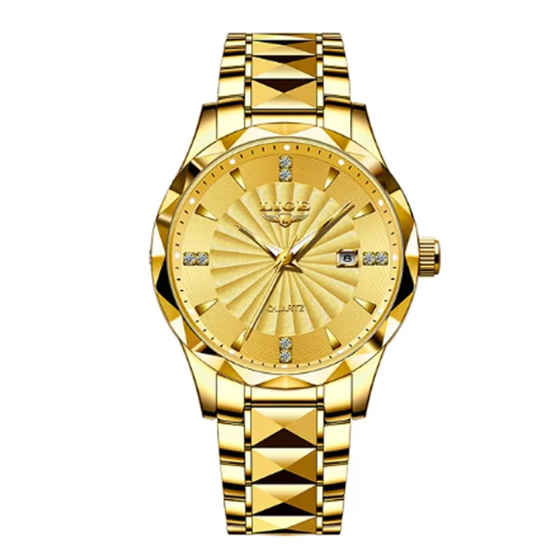 Reloj de lujo para mujer LIGE, reloj de cuarzo luminoso para deportes al aire libre, movimiento importado, reloj impermeable de acero inoxidable para mujer