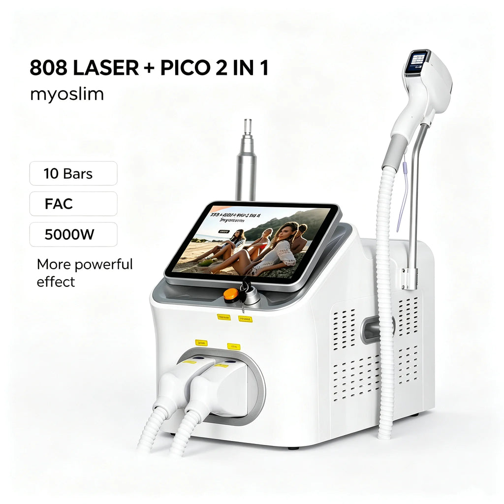 Máquina de depilación láser de diodo Soprano Professional FAC 2 en 1 y máquina de eliminación de tatuajes Pico Qswitch ND YAG de 4 longitudes de onda 808NM