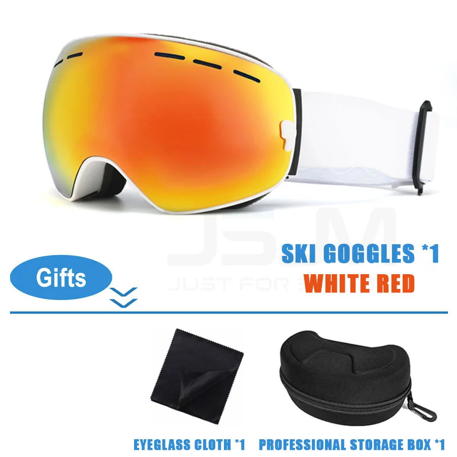 JSJM-Juego de gafas de esquí profesionales para hombre y mujer, lentes antiniebla UV400 para Snowboard, motos de nieve, Navidad, Año Nuevo, el mejor regalo