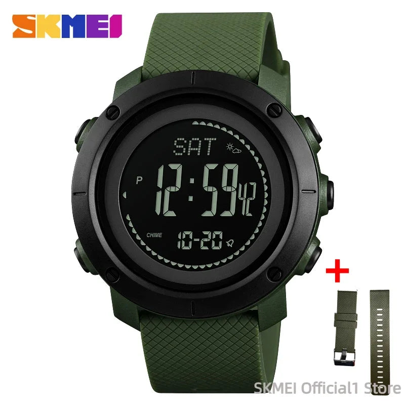 Reloj digital para hombre SKMEI 1427, estilo militar, resistente al agua, electrónico, con brújula y pronóstico del tiempo, modelo 1418