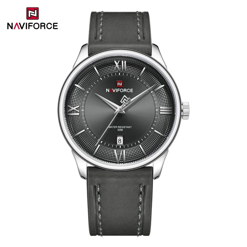 NAVIFORCE Watches for Man Quartz Calendar Display 3ATM Waterproof Leather Strap Male Business Casual Fashion Men's Gift NF9272L