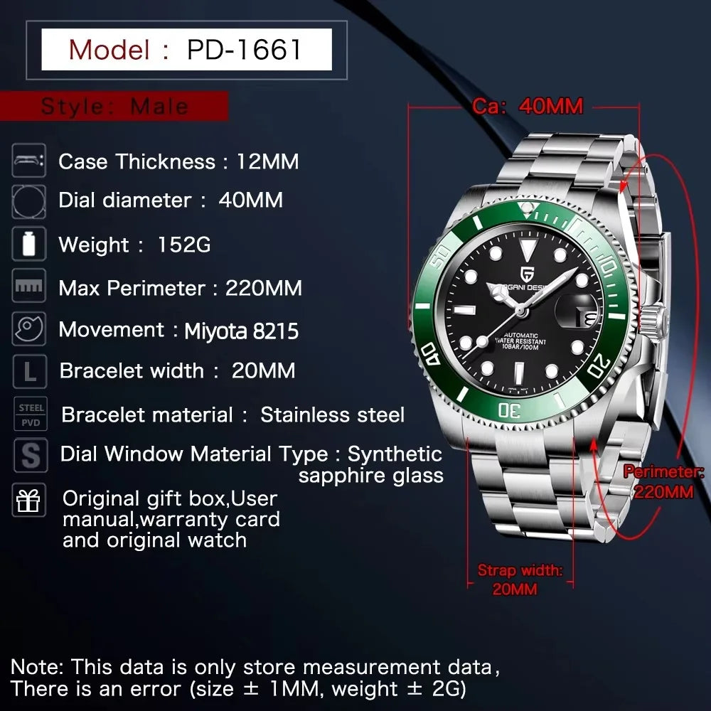PAGANI Design 2026 Nuevos Relojes Automáticos Mecánicos para Hombre Miyota 8215 Reloj de Acero Inoxidable de 40mm Impermeable Relogio