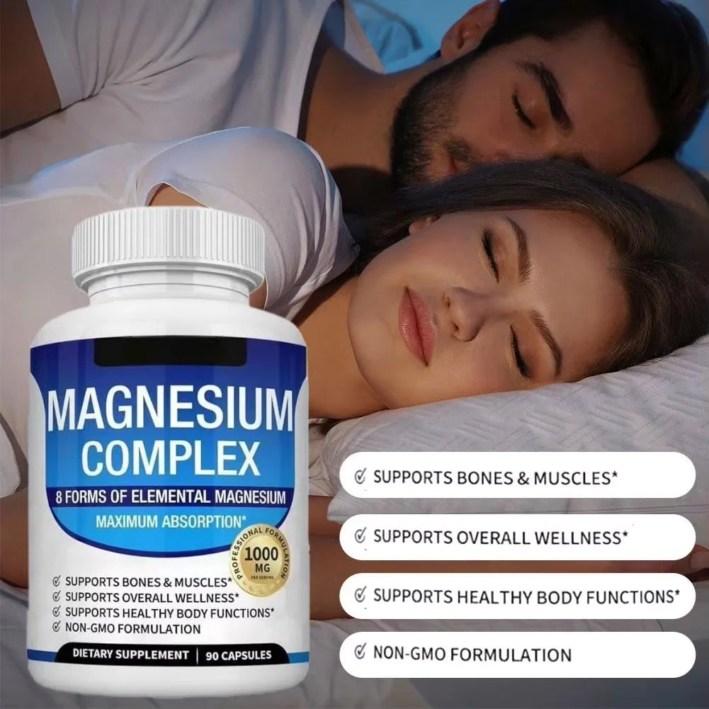 2 unidades de complejo de magnesio 1000 mg, suplemento para la salud