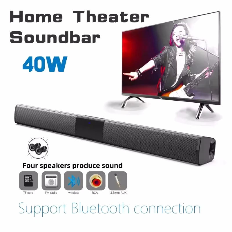 Barra De sonido para TV, Subwoofer, Altavoz Bluetooth, barra De sonido, caja De música, Radio inalámbrica, FM, Caixa De Som Big Bocina Bass Blootooth Coluna