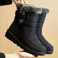 Botas de Mujer tendencia 2025, zapatos de invierno para Mujer, Botas de invierno, Botas de tacón bajo hasta el tobillo, Botas de nieve impermeables con zapatos de piel
