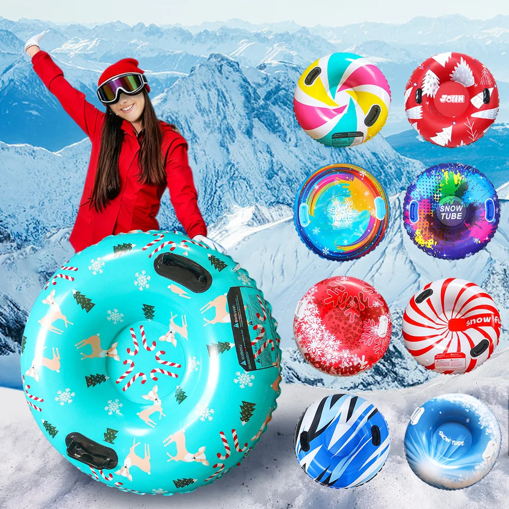 2027 Nuevo Tubo de Nieve Inflable Antivuelco de Gran Tamaño, Trineo de Nieve Resistente al Frío y Engrosado para Adultos, Uso en Exteriores