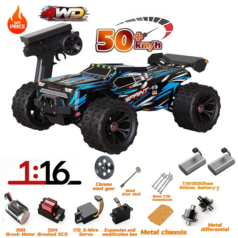SG116MAX SCY9522 1:16 Auto de Carreras de Alta Velocidad con Derrape a 80KM/H, Motor sin Escobillas, 4WD, 9522PRO 50KM/H, Auto RC Todoterreno, Juguetes para Niños, Regalo