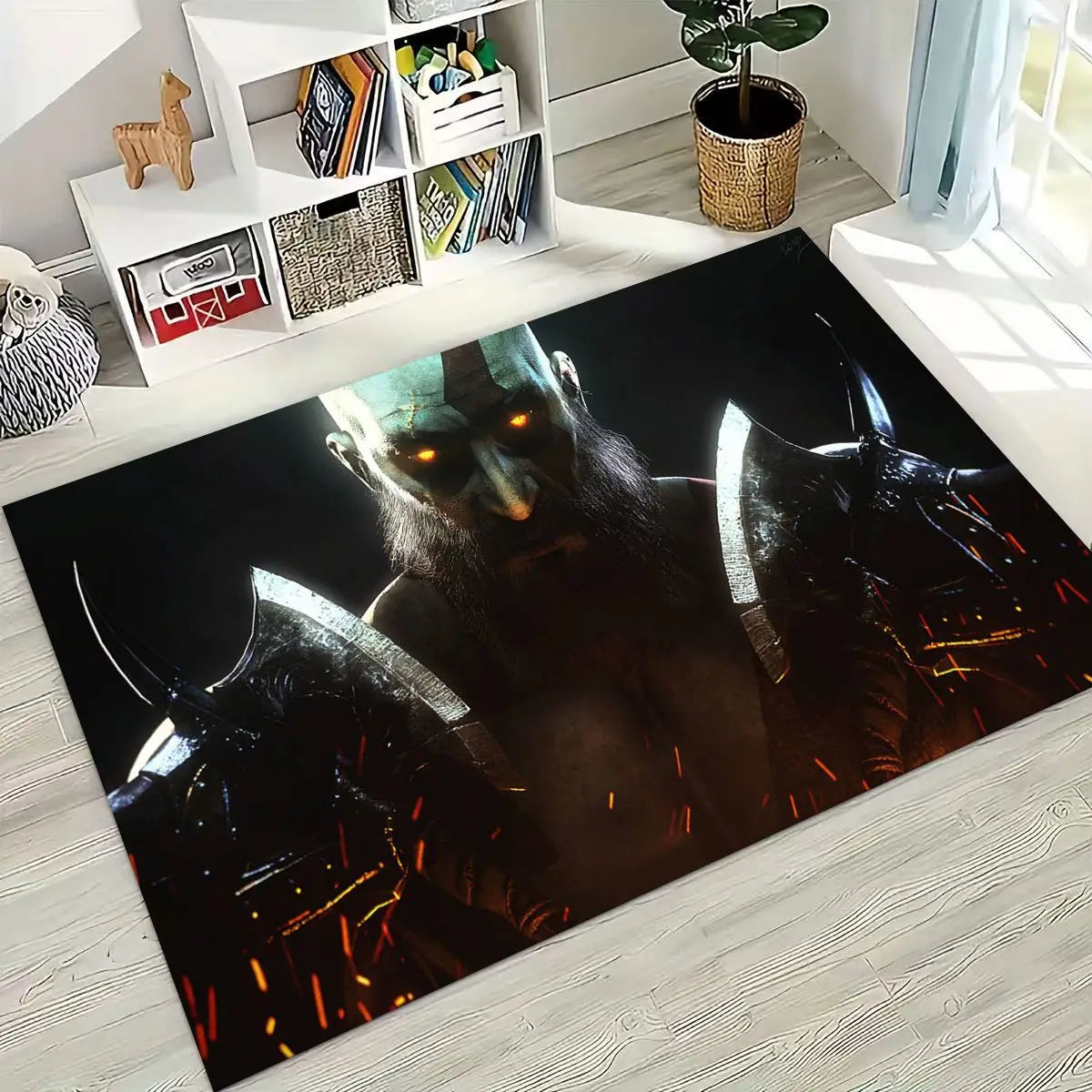 Alfombra de juego 3A de Kratos de God of War Classics para dormitorio, sala de estar, sofá, felpudo de decoración para el hogar, alfombrilla grande antideslizante para juegos de niños
