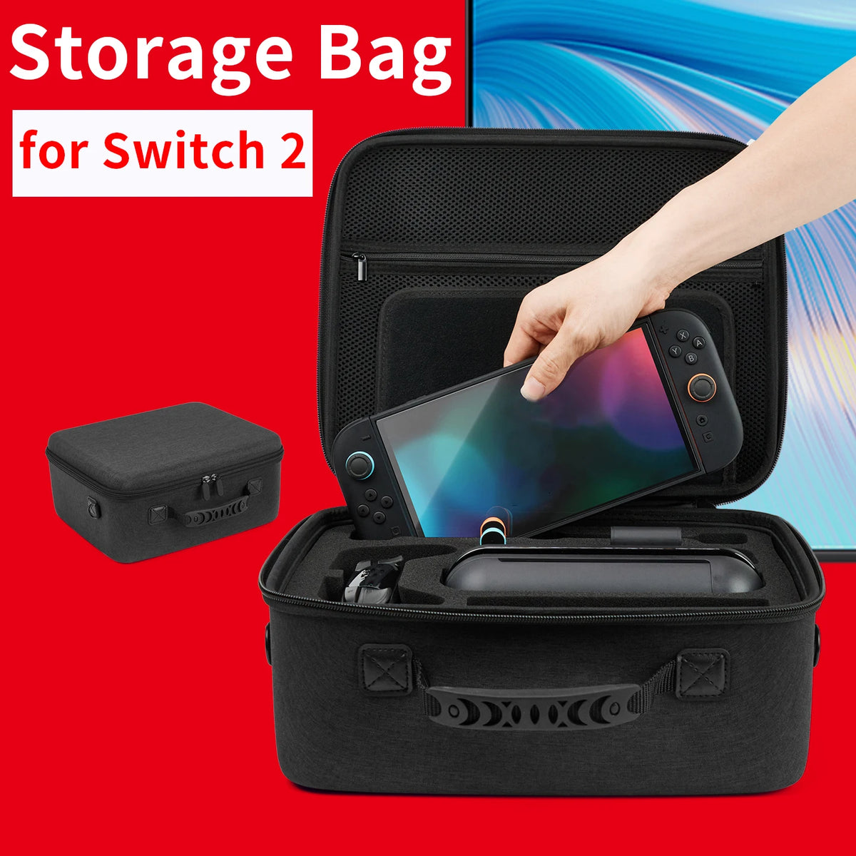 Estuche de transporte para Switch 2, bolsa de almacenamiento de viaje protectora portátil de gran capacidad para accesorios Switch 2