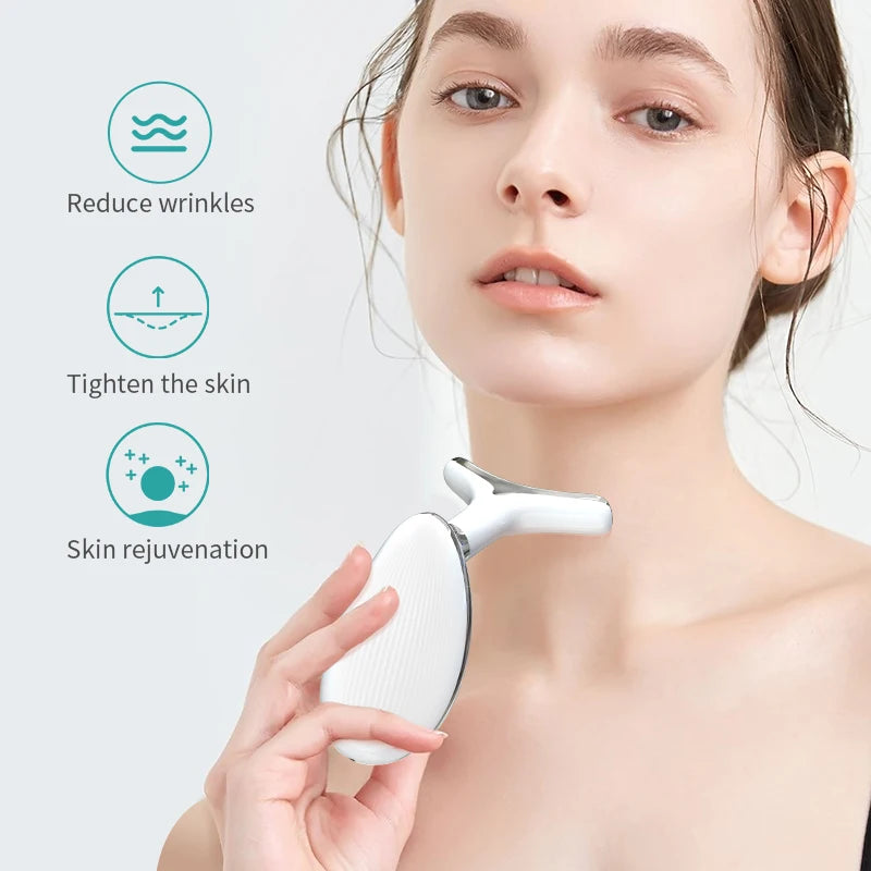 ANLAN Dispositivo de belleza para la cara del cuello Levantamiento de cuello facial EMS Cuidado de la piel con calor ligero en 3 colores Estiramiento de la piel Reducir la papada Herramientas para el cuidado de la piel