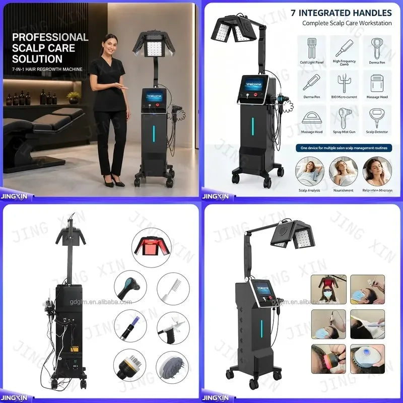 Máquina de Crecimiento Capilar Láser 7 en 1, Dispositivo de Regeneración y Masaje del Cuero Cabelludo Anticaída para Salón, Spa y Equipos de Belleza