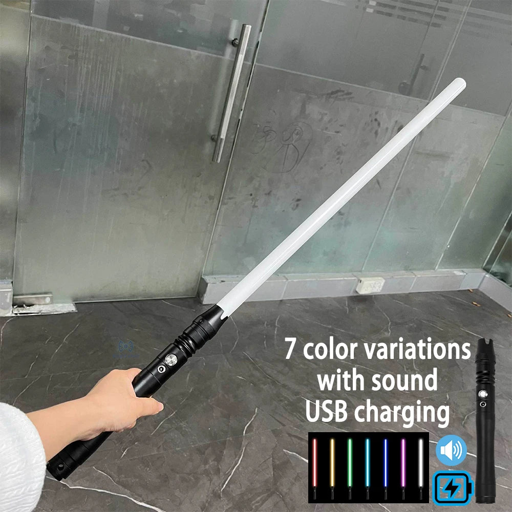 Espada láser RGB de 80 cm, juguete de sable de luz, 7 colores cambiantes, fuentes de sonido para niños, Force FX FOC Blaster, juguete de espada láser Jedi, regalo