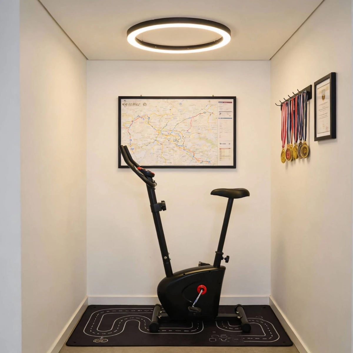 Bicicleta de Ejercicio Electromagnética, Bicicleta Estática Vertical, Equipo Resistente con Amortiguación para Adultos, Gimnasio en Casa