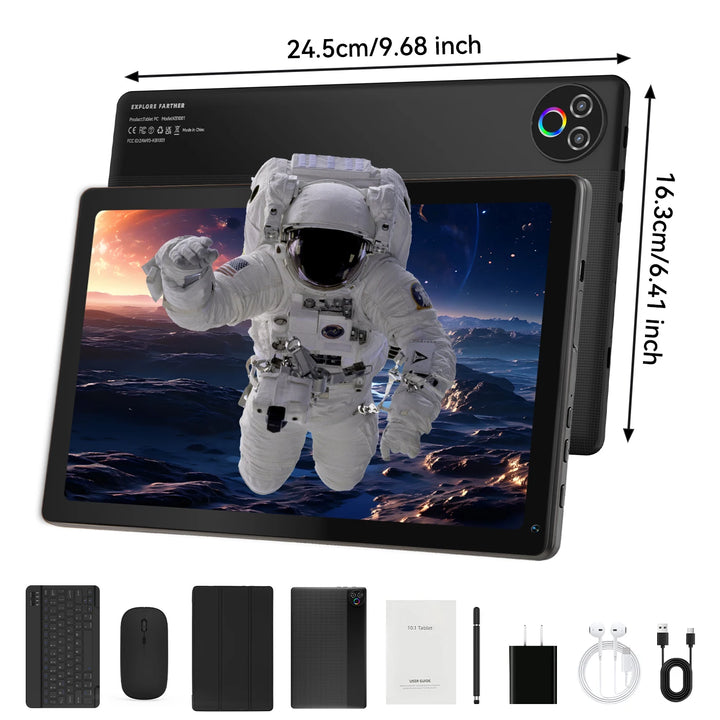 Tableta KB1001L de 10.1 pulgadas con Android 16, RAM máxima de 24GB (3GB+21GB), ROM de 64GB, CPU A333 de 5 núcleos, pantalla táctil HD IPS de 800*1280, batería de 6000mAh, cámara dual de 5MP+8MP, WiFi 6, Widevine L1, des