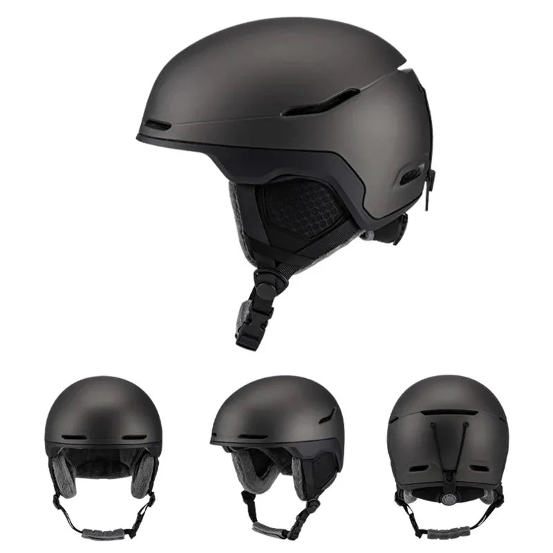 Casco de esquí de seguridad para hombres y mujeres, ligero, con forro de EPS, carcasa de PC engrosada, interior de terciopelo ajustable, casco de snowboard, casco de bicicleta