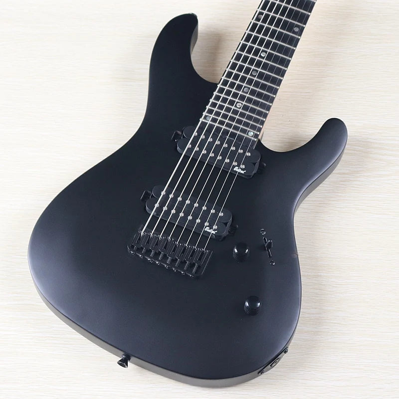 Guitarra eléctrica de 8 cuerdas, 39 pulgadas, cuerpo de madera maciza de okoume, mástil de arce canadiense, acabado mate, alta calidad, color negro.