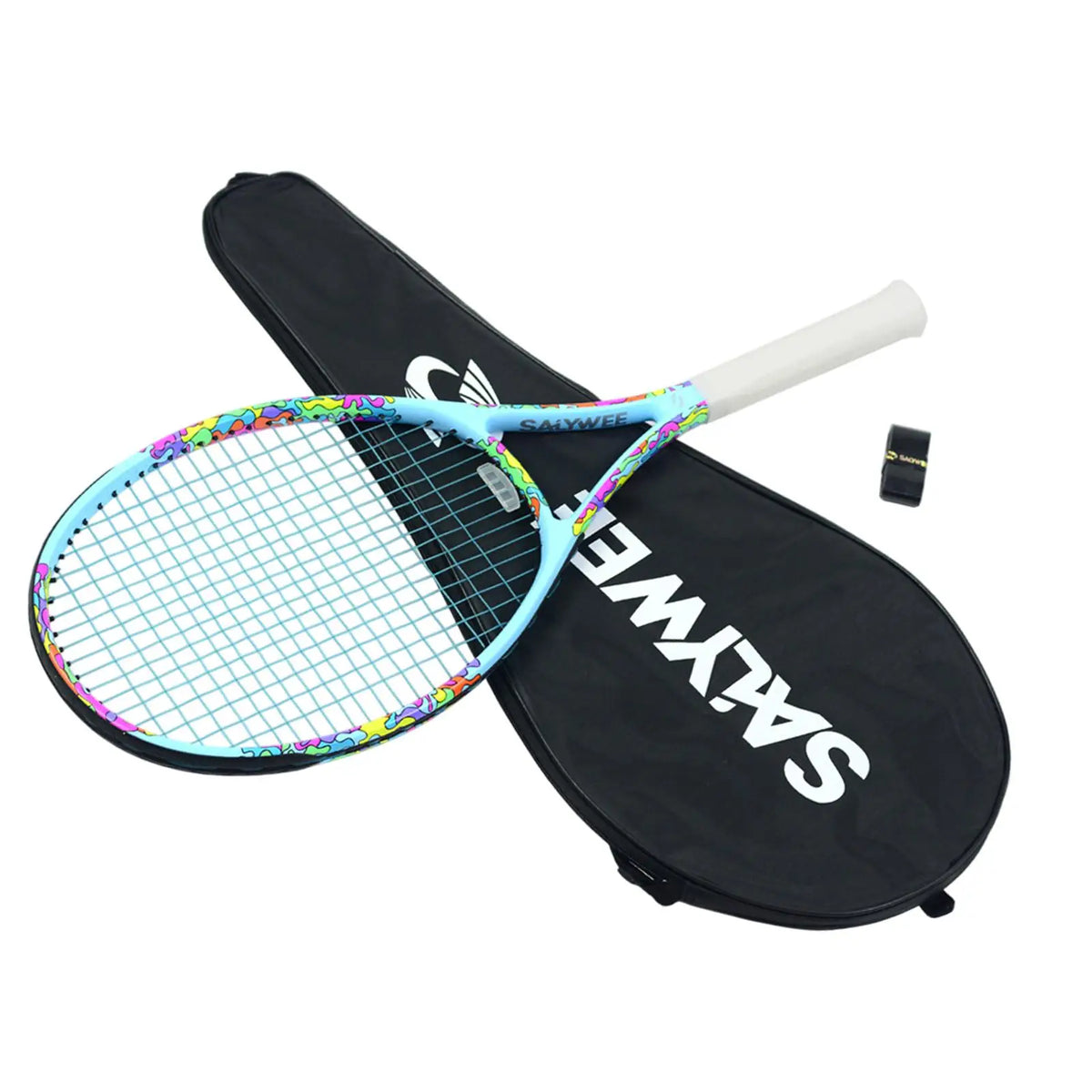 Raqueta de tenis portátil, raqueta ligera con agarre antideslizante y bolsa de almacenamiento para principiantes, adultos, actividades de verano