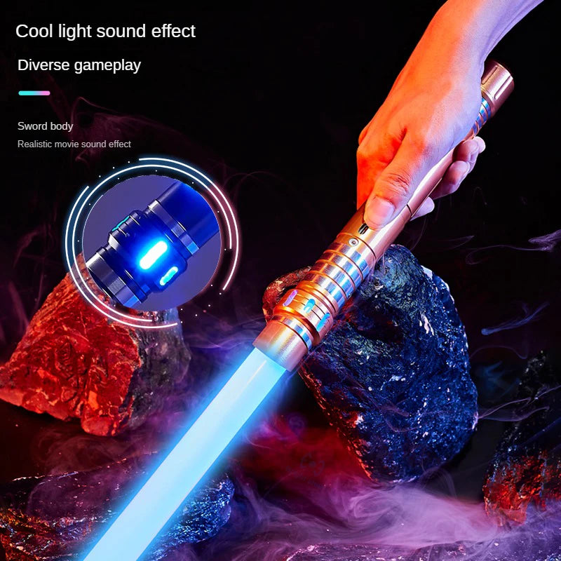 Juguete de espada láser de metal, sable de luz RGB con 7 colores, sonido, efectos Force FX, FOC Blaster, espada láser Jedi para niños, regalo