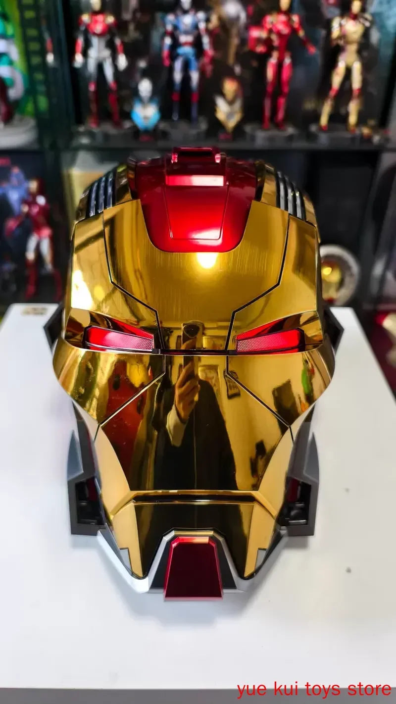 Casco de Iron Man Mk17 Mk5 Recién Mejorado, Control de Voz en Inglés por Jarvis, Apertura y Cierre, Adorno Coleccionable Rosa, Regalo de Cumpleaños