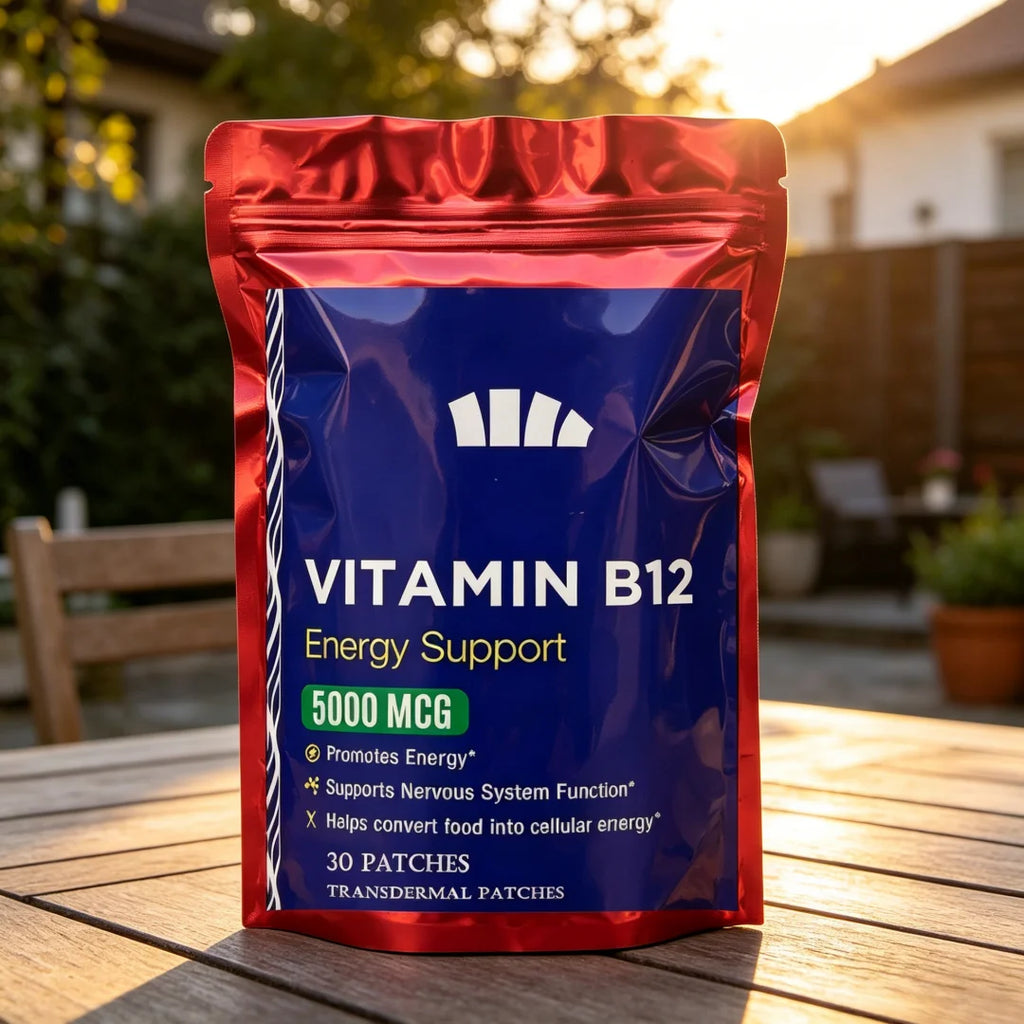 30 Parches Transdérmicos de Vitamina B12 - Suplemento para Energía, Metabolismo y Salud del Sistema Nervioso