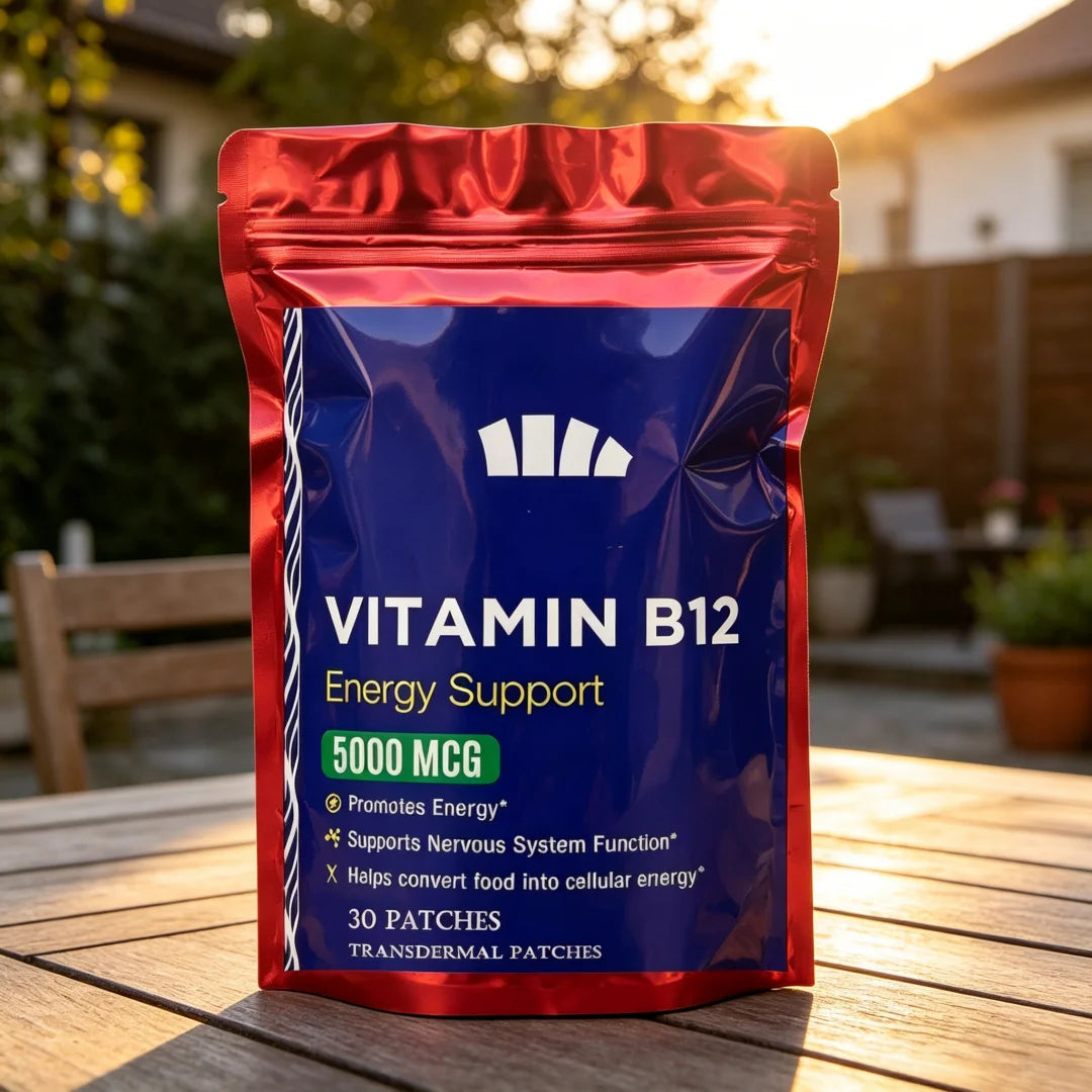 30 Parches Transdérmicos de Vitamina B12 - Suplemento para Energía, Metabolismo y Salud del Sistema Nervioso