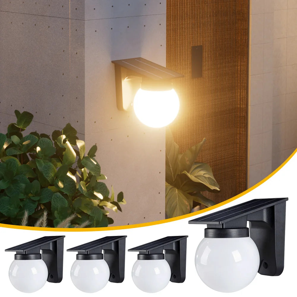Luces solares de esfera para pared, impermeables IP65, lámparas de bola redonda para jardín, valla, patio, caminos y decoración de ambiente