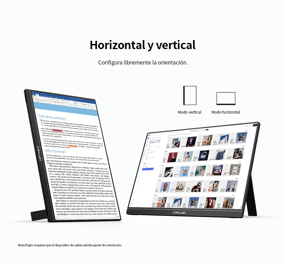 TECLAST V16Q Monitor portátil de 16 pulgadas 2.5K WQXGA 2560x1600 144Hz 16:10 USB-C Mini HDMI 490nits Ultra delgado con altavoces duales Pantalla externa para portátil, Mac, teléfono, trabajo desde casa, montaje