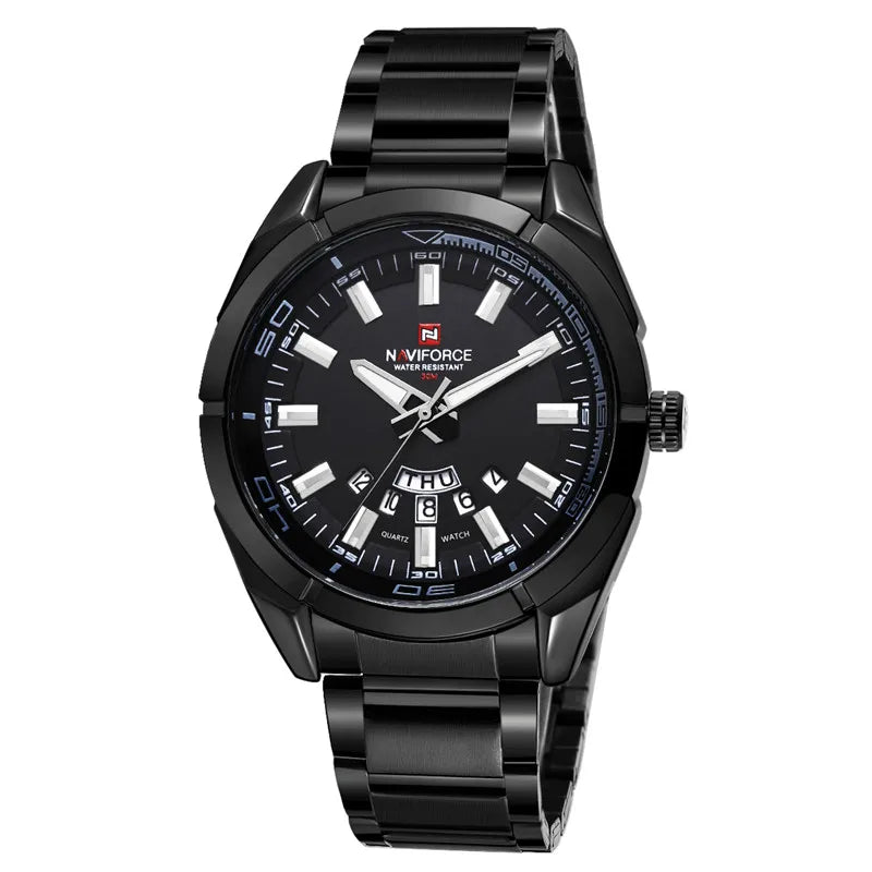 Reloj NAVIFORCE para hombre con fecha y día, deportivo, de lujo, de marca reconocida, estilo militar, casual, con correa de acero, de cuarzo, regalo, modelo 9038