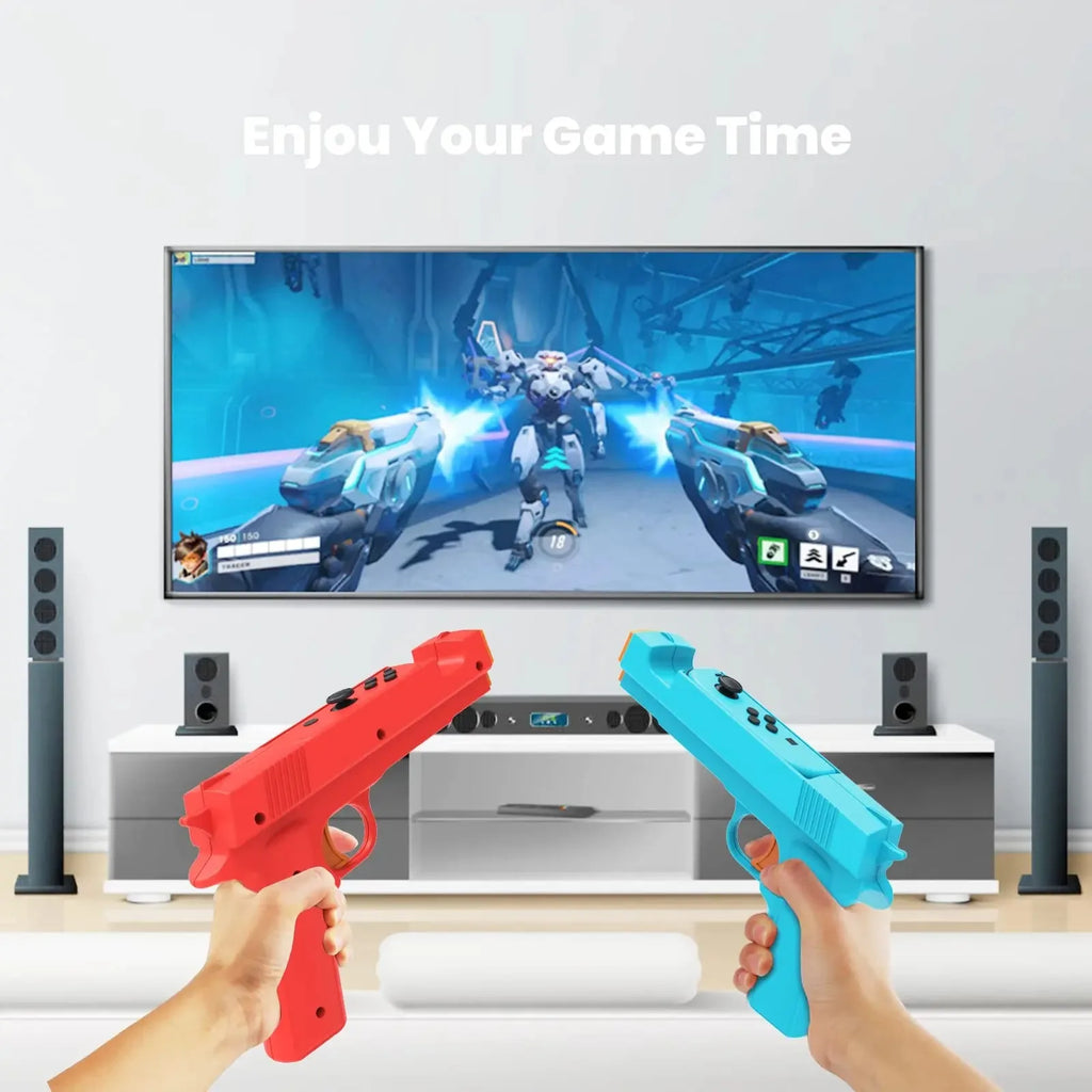 Nuevo para NS Switch, mango pequeño para juego de disparos, empuñadura de pistola, interruptor OLED, controlador izquierdo y derecho, mango de pistola, 2 paquetes de accesorios para juegos