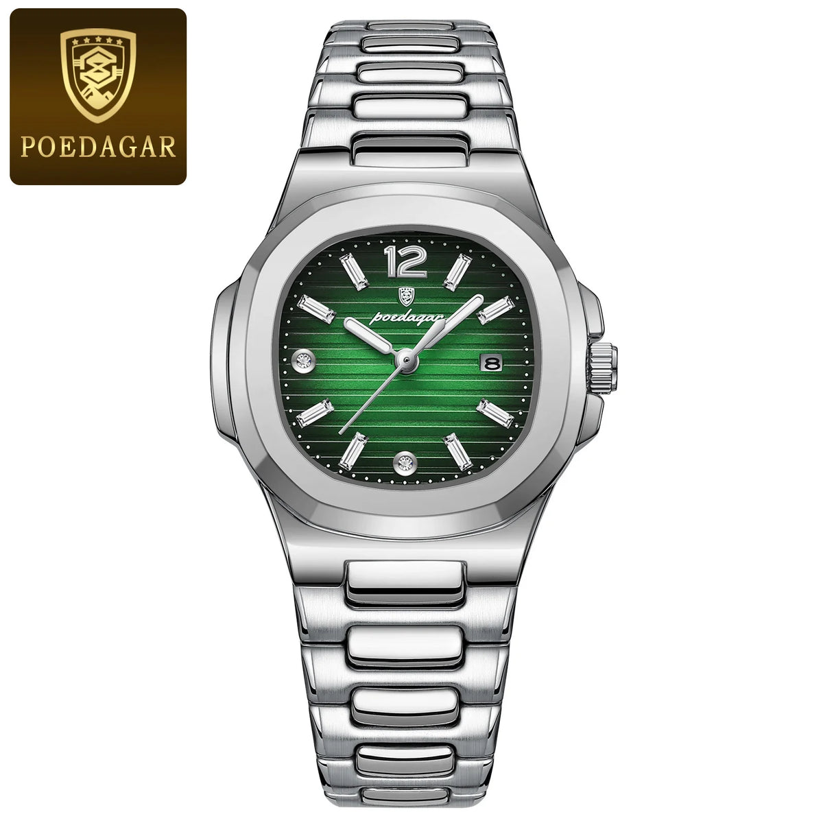 POEDAGAR Reloj de pulsera cuadrado de moda para mujer, luminoso, resistente al agua, con fecha, de lujo, de cuarzo de alta calidad para mujer, Reloj