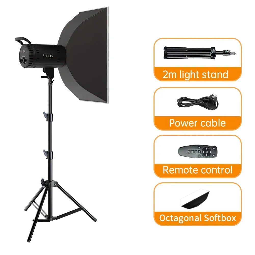 Lámpara LED de estudio para fotografía de 135 W, con sistema Bowens, para iluminación de video, con luz natural equilibrada, flash para retratos, accesorios de estudio, 3000-6000 K, 3 colores.