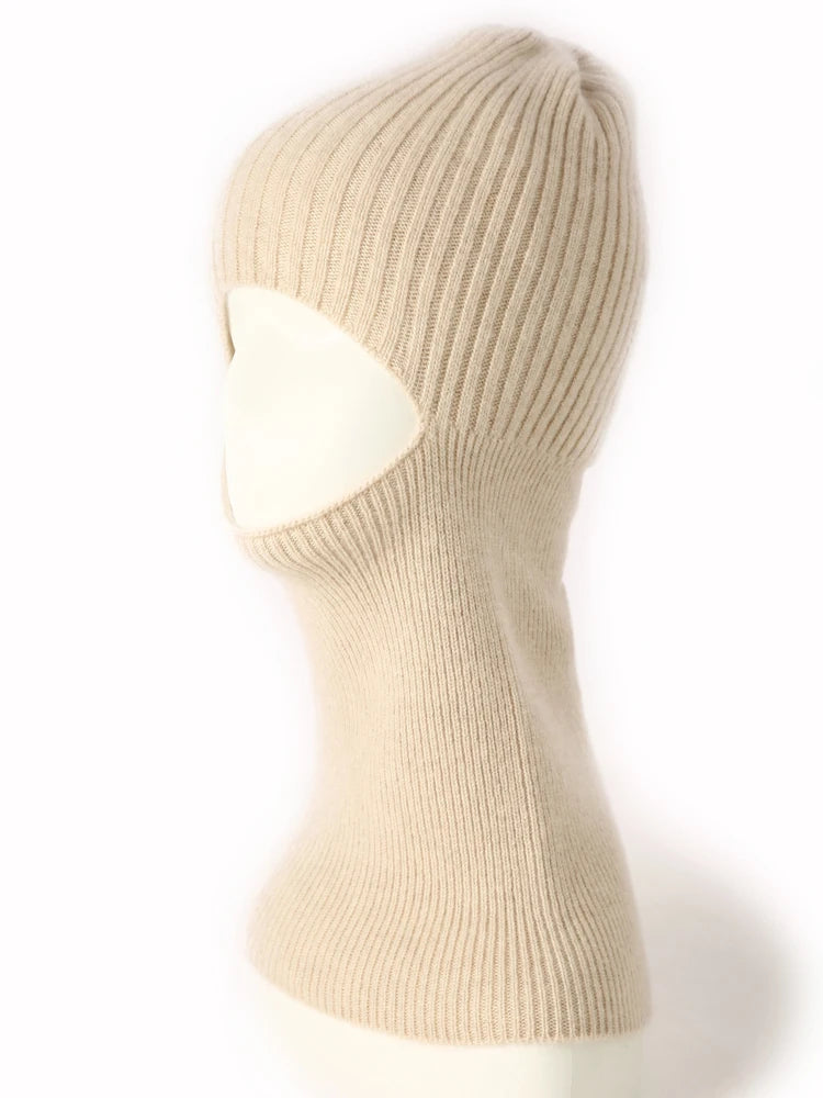 100% pasamontañas de punto de cachemira pura, bufanda, sombreros elegantes, gorros para mujeres y hombres, capucha de invierno, gorros cálidos para el cuello, Unisex