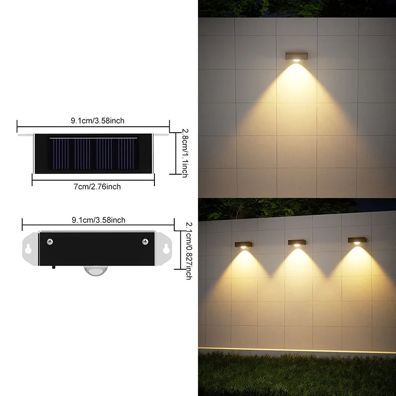 4PCS Outdoor Solar Wall Light Waterproof Warm White LED For Garden Yard Pathway Porch Corridor Home Exterior Lighting