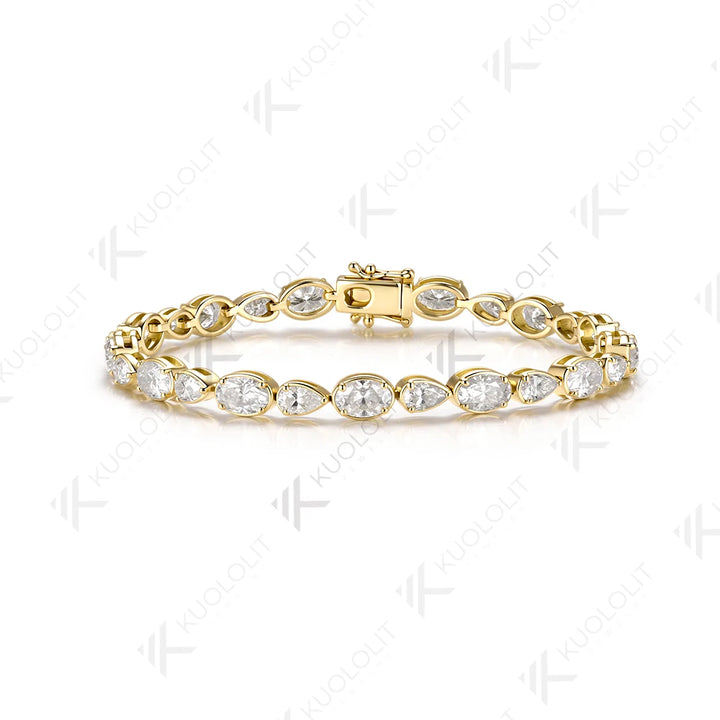 Kuololit - Brazalete Personalizado con Moissanita Ovalada de 10.5CTW para Mujer y Hombre, Oro Amarillo de 14K, 10K, 585, para Regalos de Joyería de Navidad y Fiestas