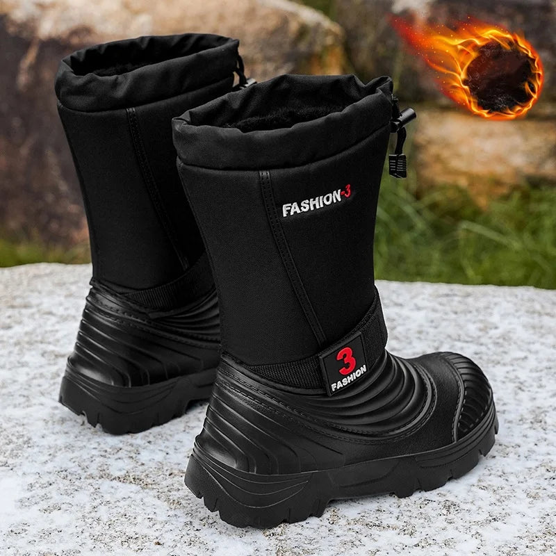 Botas de nieve nuevas para hombre, ideales para otoño e invierno, con forro polar y suela gruesa, resistentes al frío, cálidas para actividades al aire libre, impermeables, antideslizantes y aptas para senderismo.