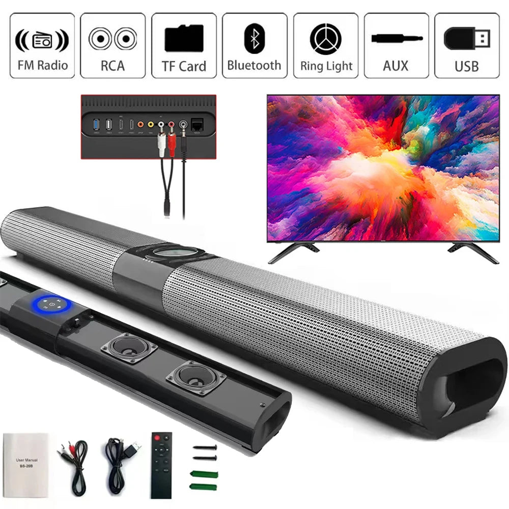 Sistema de Altavoces con Barra de Sonido Inalámbrica Bluetooth, Sonido Envolvente Estéreo, Altavoz de Sonido Superpotente, Sistema de Cine en Casa con Cable para TV y Proyector